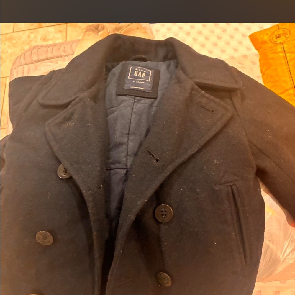 GAP Black Double-Breasted Wool Pea Coat